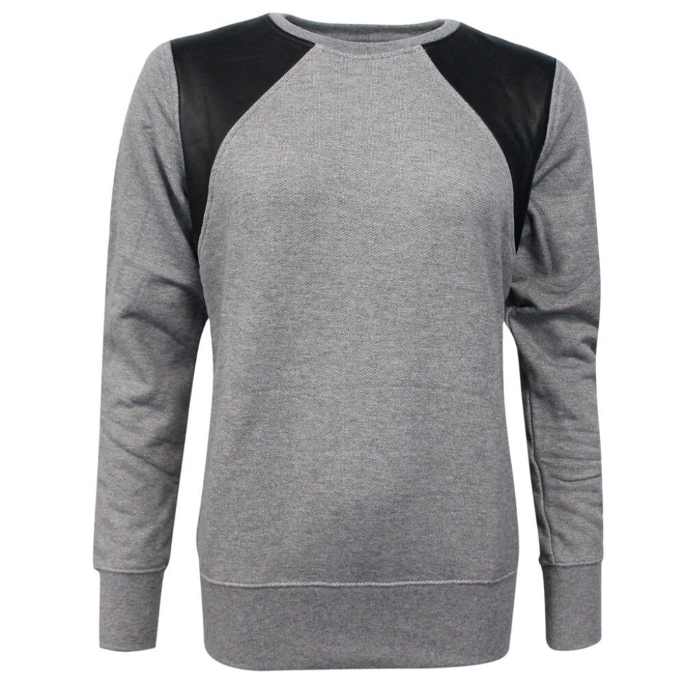 Nike Leather Crewneck Long Sleeve Gray Sweatshirt